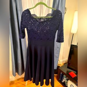 Navy Blue Lace Top A-line dress size M. New with tags.